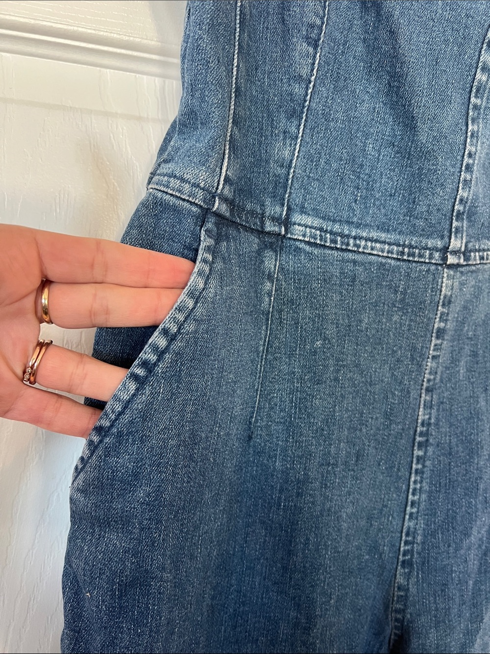 NWT - Dynamite Denim Blue Wide-Leg Jumpsuit - Picture 2 of 5